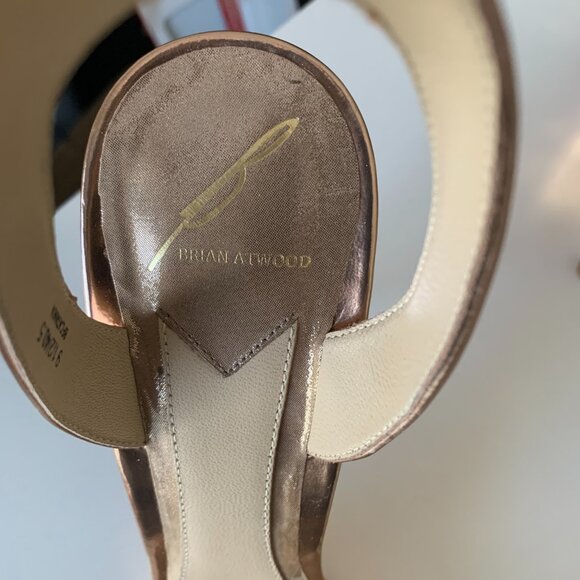 NIB Brian Atwood Rose Gold Metallic Stiletto Sandals - Picture 5 of 8